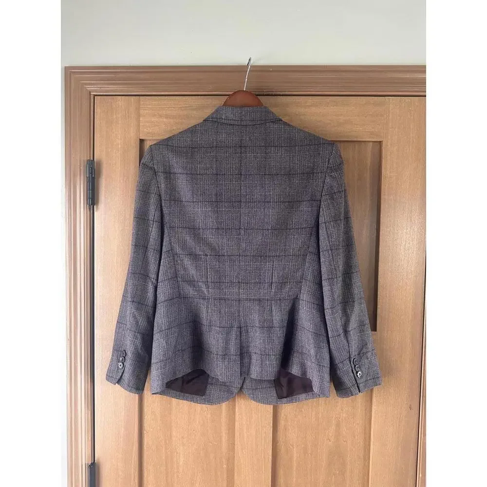 Brooks Brothers Wool & Cashmere Blend Purple Plaid Blazer Jacket Women’s size 12 - Picture 4 of 15